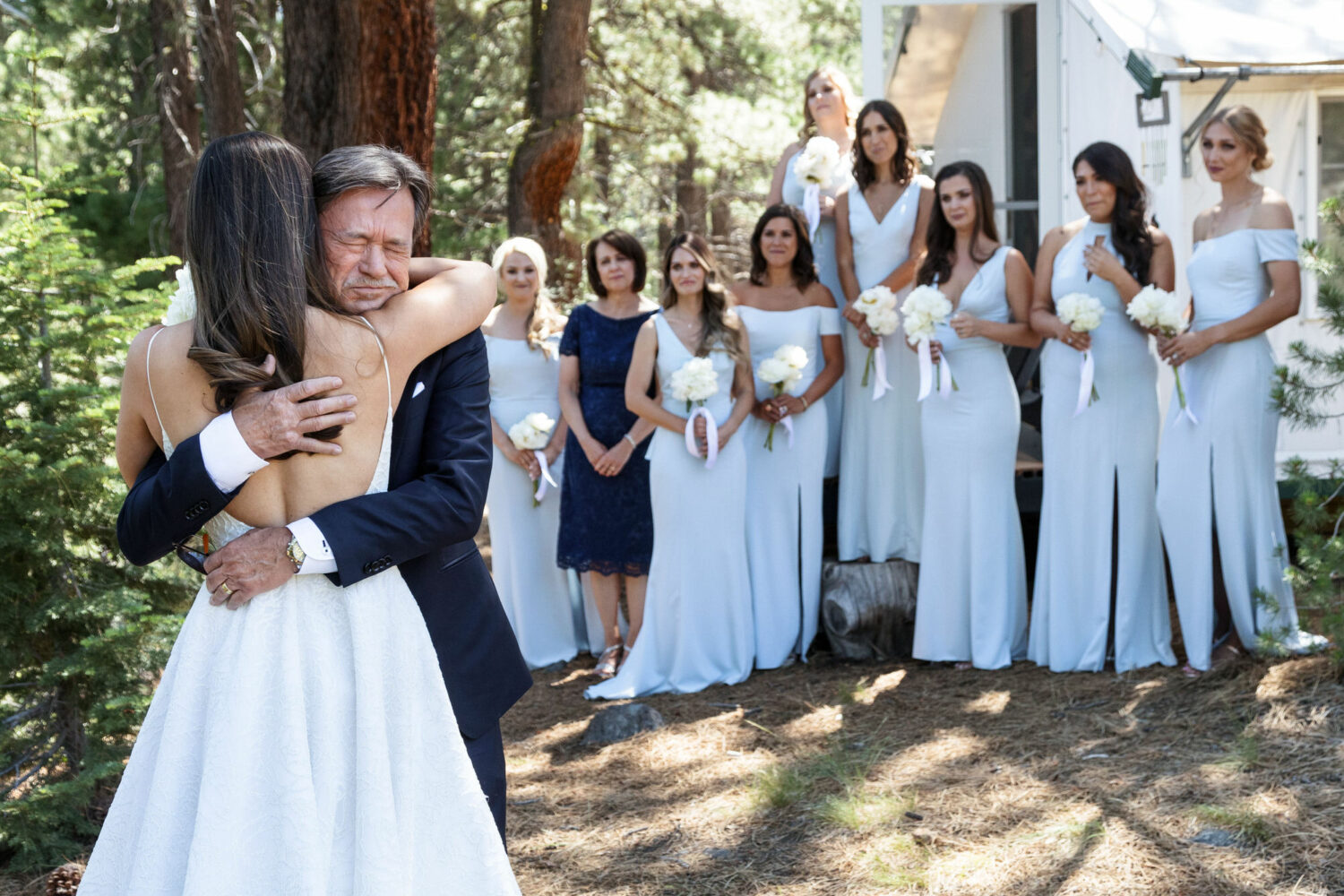 An emotional First Look with a bride and her dad. 