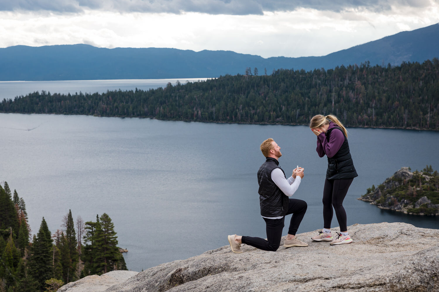 A gorgeous backdrop for a surprise wedding proposal in Lake Tahoe.