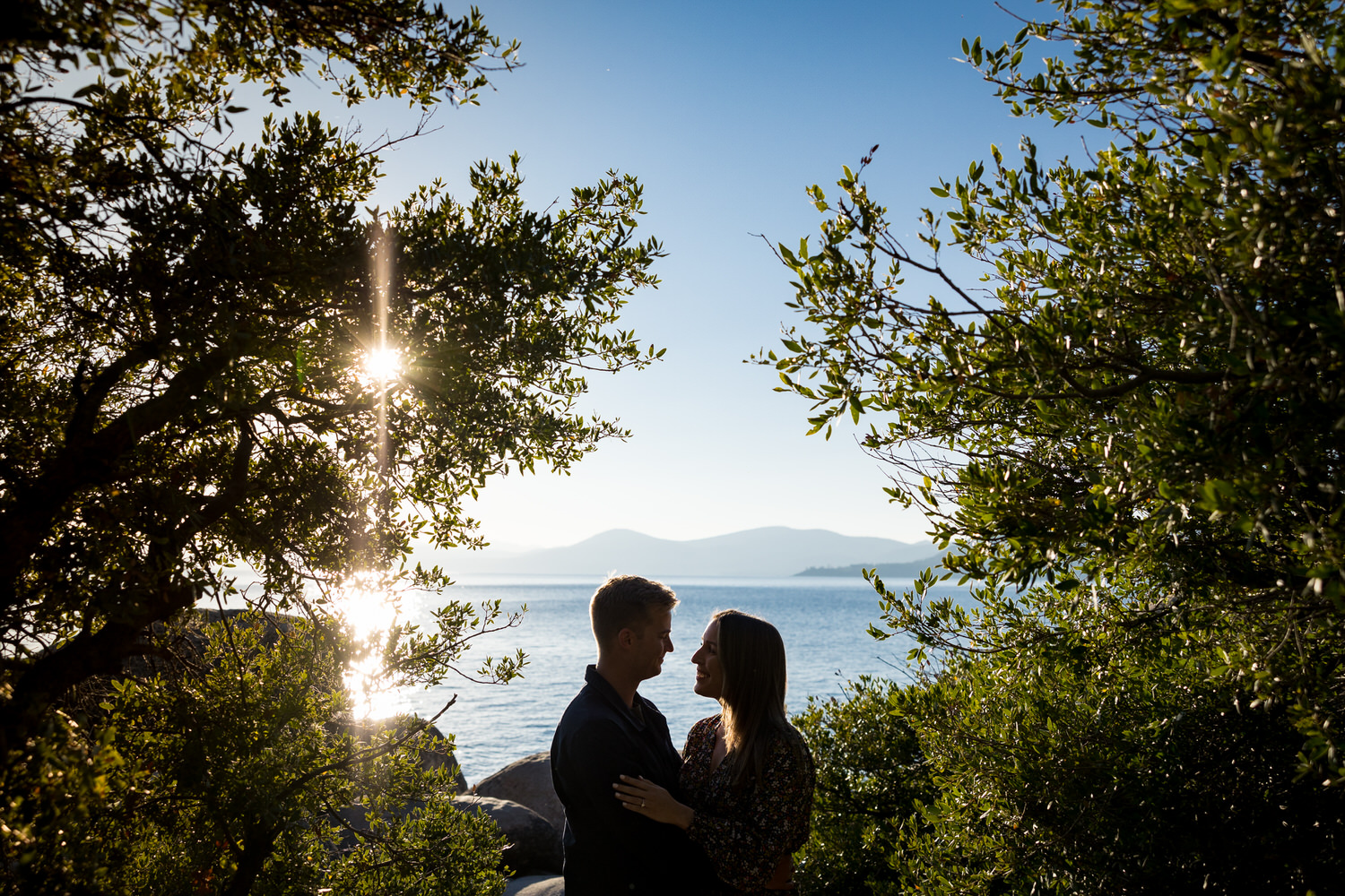 A surprise engagement at a private, scenic location next to Lake Tahoe.