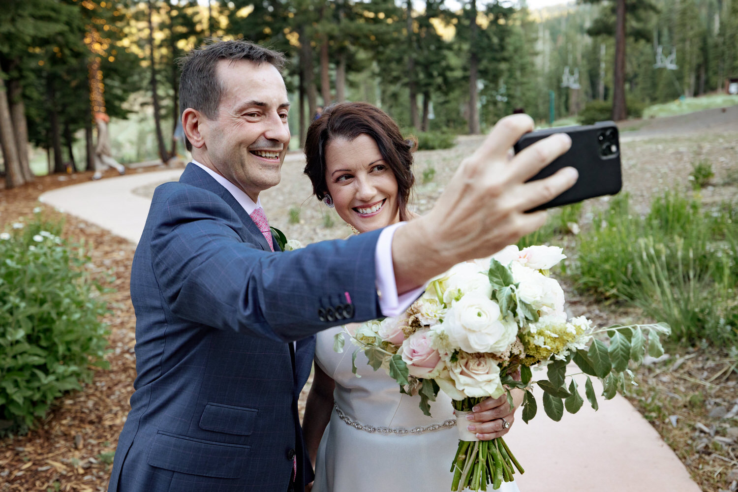 Wedding day selfie for the bride and groom.