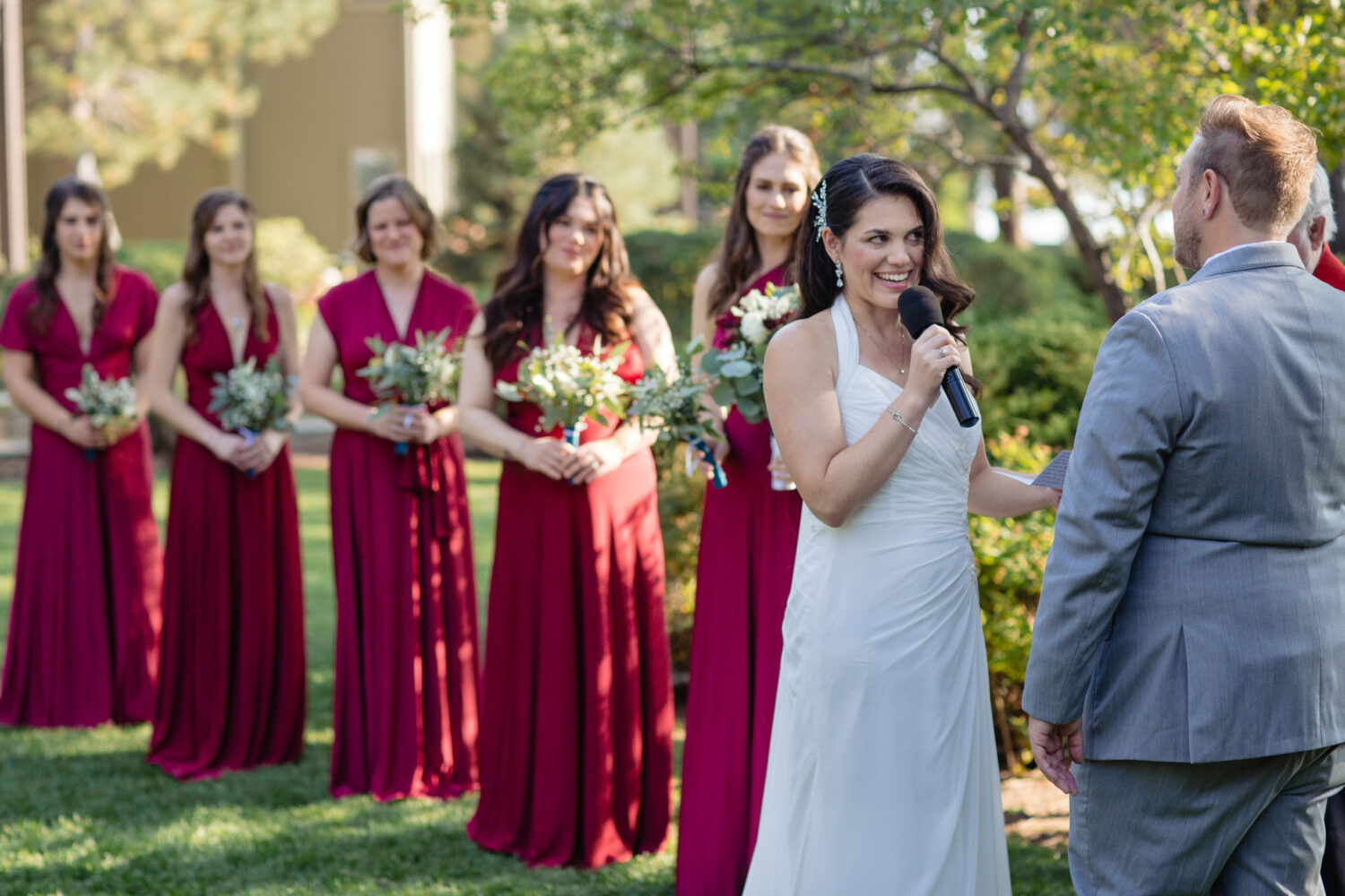 A wedding ceremony microphone helps guests hear the exchange of vows, even at smaller weddings.