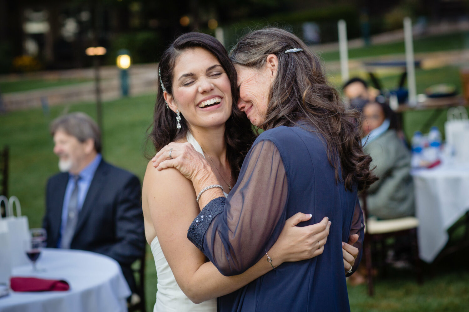 An emotional moment shared between the bride and her mom during their dance at the reception.