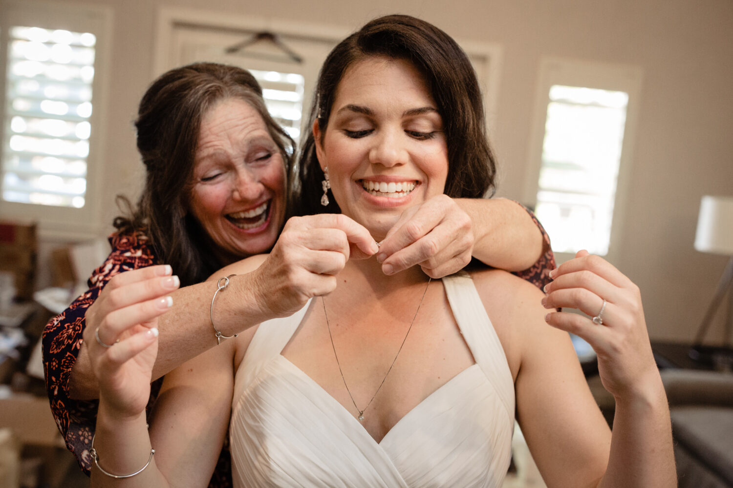 A candid moment shared between the bride and her mother, captured by Lake Tahoe wedding photographer Chris Werner.