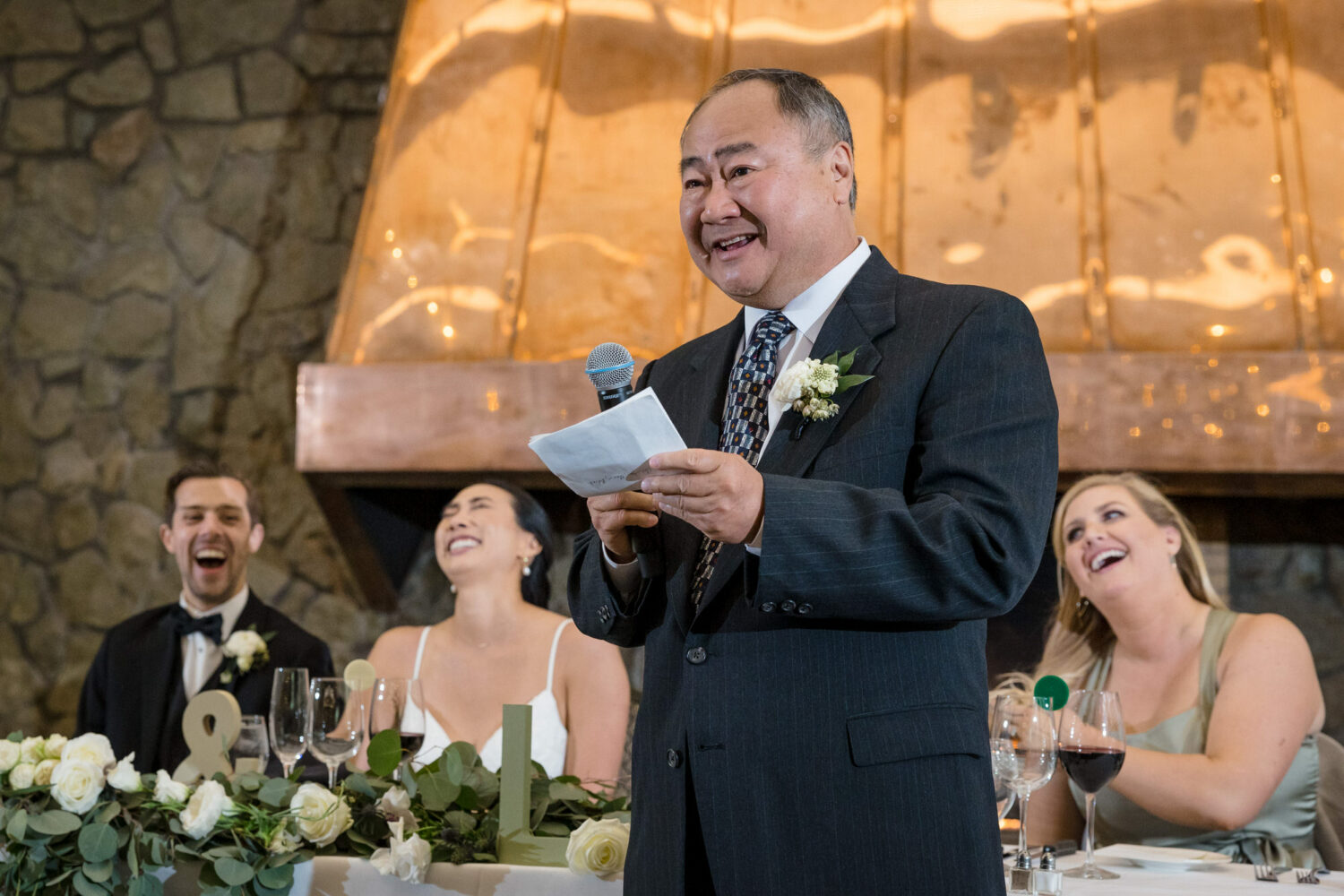A funny reception speech by the father of the bride.