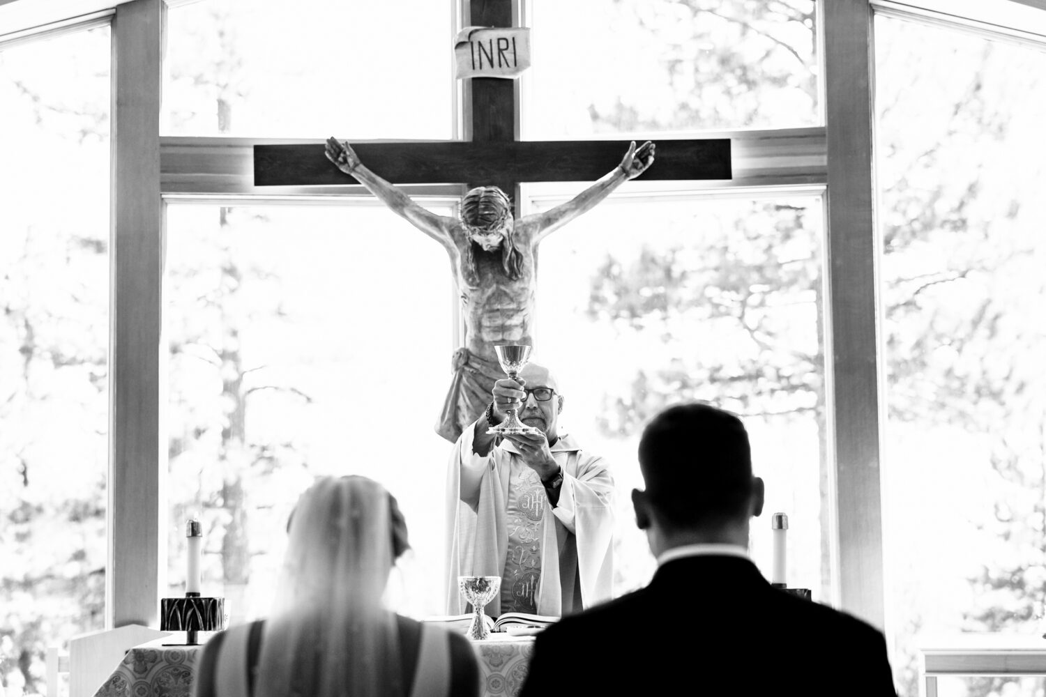 Holy Communion at a Catholic wedding ceremony in Lake Tahoe.