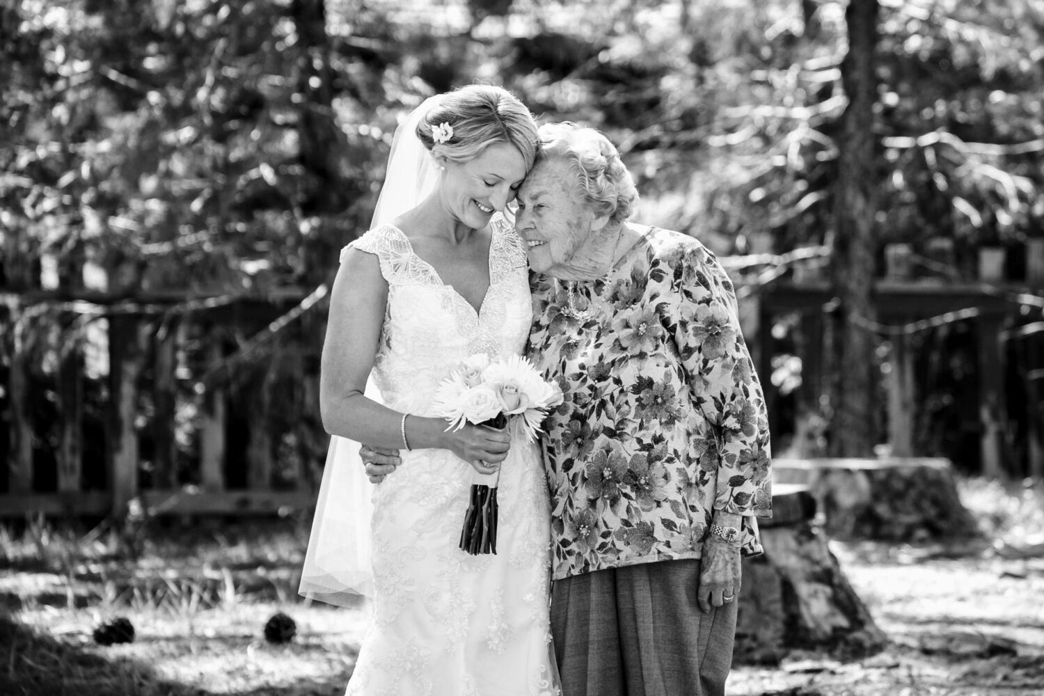 A bride and her grandmother share a heartwarming moment, captured by Lake Tahoe photographer Chris Werner.